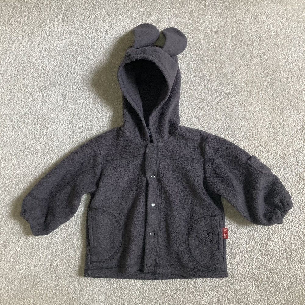 le top girls 3m grey fleece jacket bunny ears snap